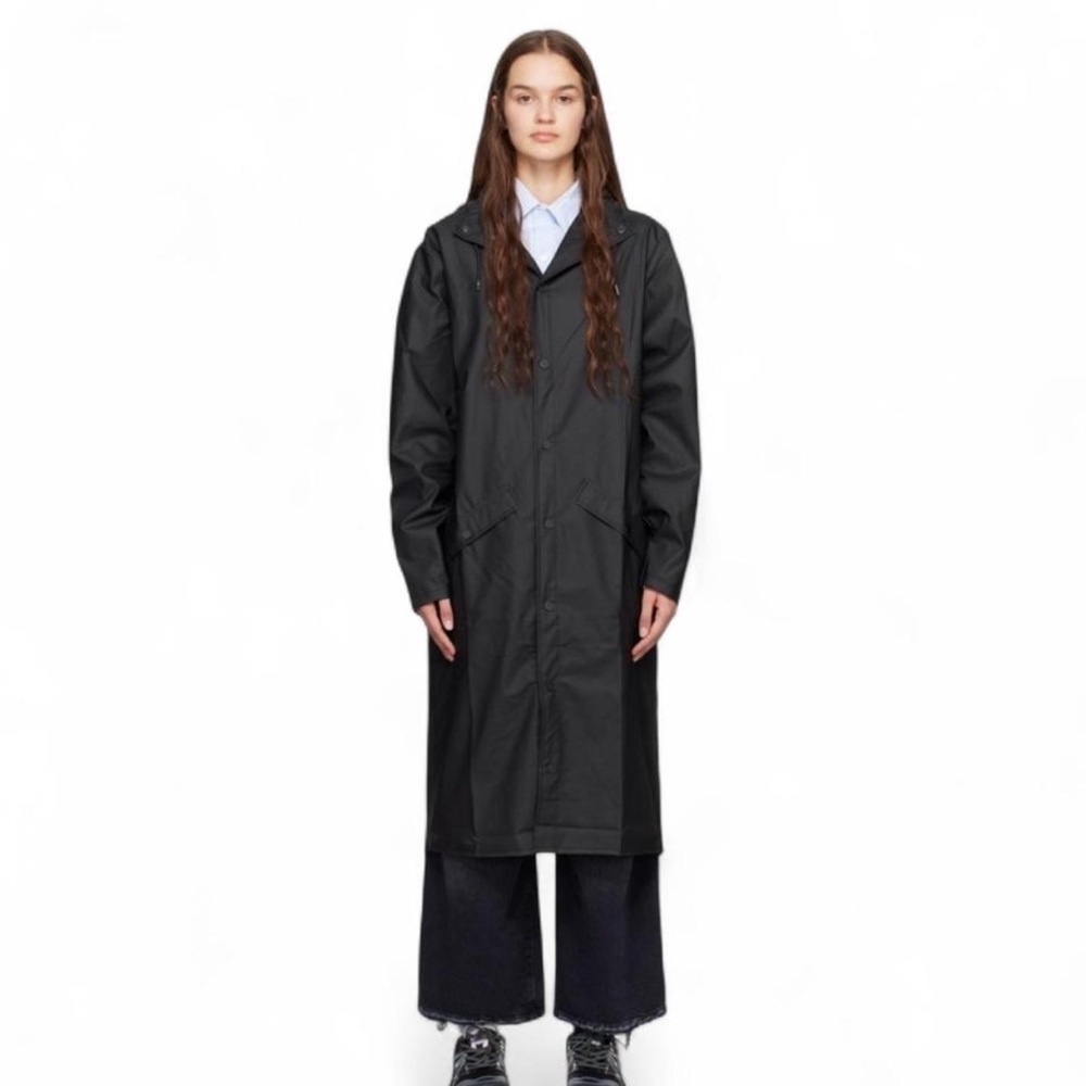 Rains Long Black Rain Coat Women Size XS
